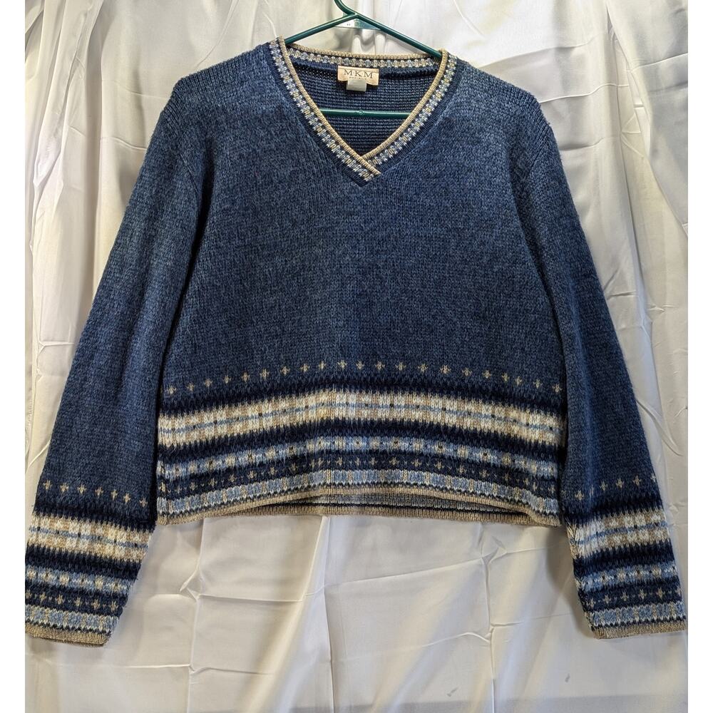 VGT 90s/Y2K M K M Designs Cropped V-Neck Sweater Size XL